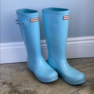 Hunter Gloss Kids/ women’s Boots Blue Rain Boots